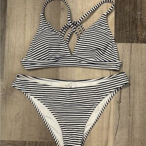 NWOT Cupshe Navy and White Striped Bikini